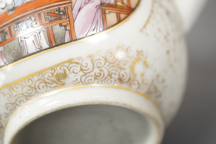 A Chinese export gilt and famille rose teapot, Yongzheng / Qianlong period